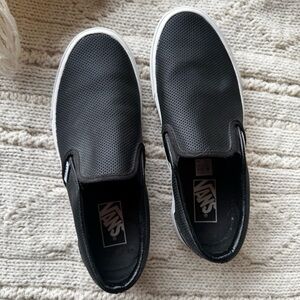 Vans Classic Slip On Shoes, size 8.5 (39), Perf Leather Black